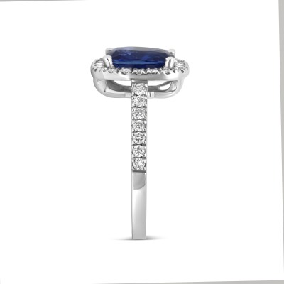 Bague Halo Astral en or blanc, diamant et saphir