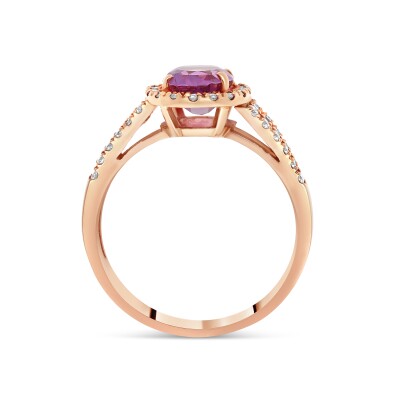 Bague Raynal en or rose, diamants et saphir