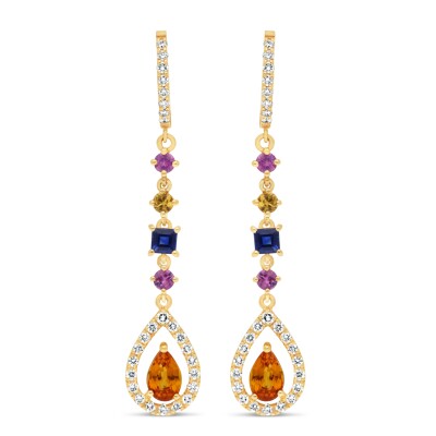 Boucles d'Oreilles Jardin d'Or Diamant Saphir