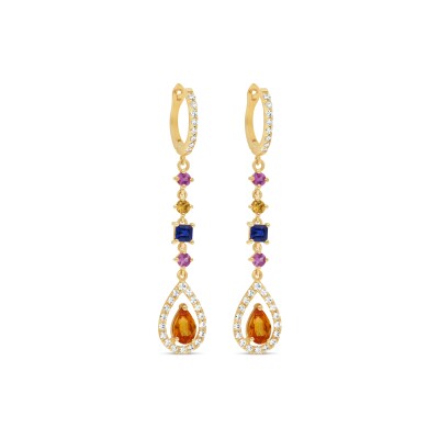 Boucles d'Oreilles Jardin d'Or Diamant Saphir