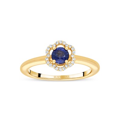 Bague Fleurette or rose Diamants Saphir