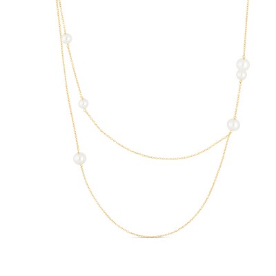 Collier Sautoir Elégance or jaune Perles
