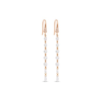 Boucles d'Oreilles Rose de Provence or rose Diamant