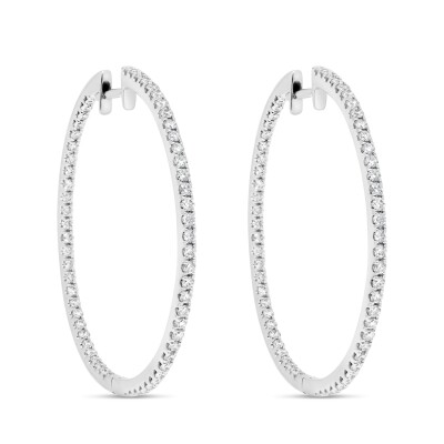 Boucles Créoles Eternité or blanc diamant