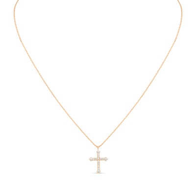 Pendentif Croix de Lumière or rose Diamant