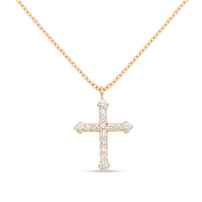 Pendentif Croix de Lumière or rose Diamant