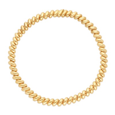 Collier Torsade Godrons or jaune