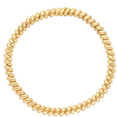Collier Torsade Godrons or jaune