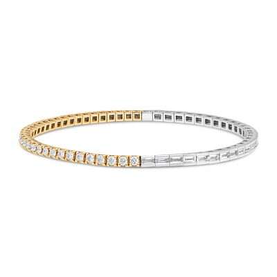 Riviere bracelet white gold yellow gold diamonds