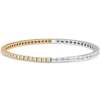 Riviere bracelet white gold yellow gold diamonds