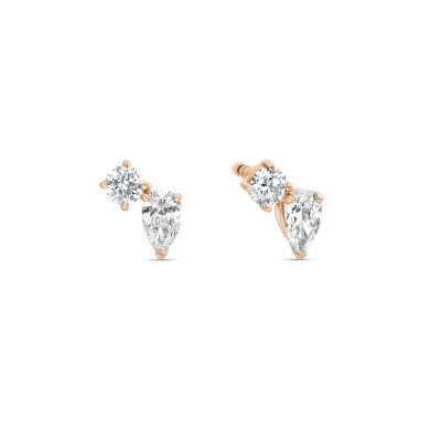 Boucles d'Oreilles Equilibre Précieux or rose Diamant