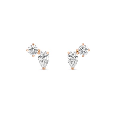 Boucles d'Oreilles Equilibre Précieux or rose Diamant