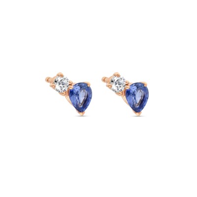 Boucles d'Oreilles Equilibre Précieux or rose Saphir, Diamant