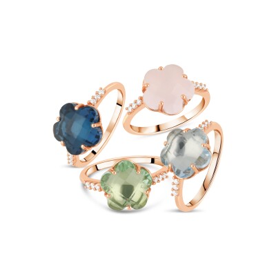 Bague Fleur de Lumière or rose prasiolite et diamants
