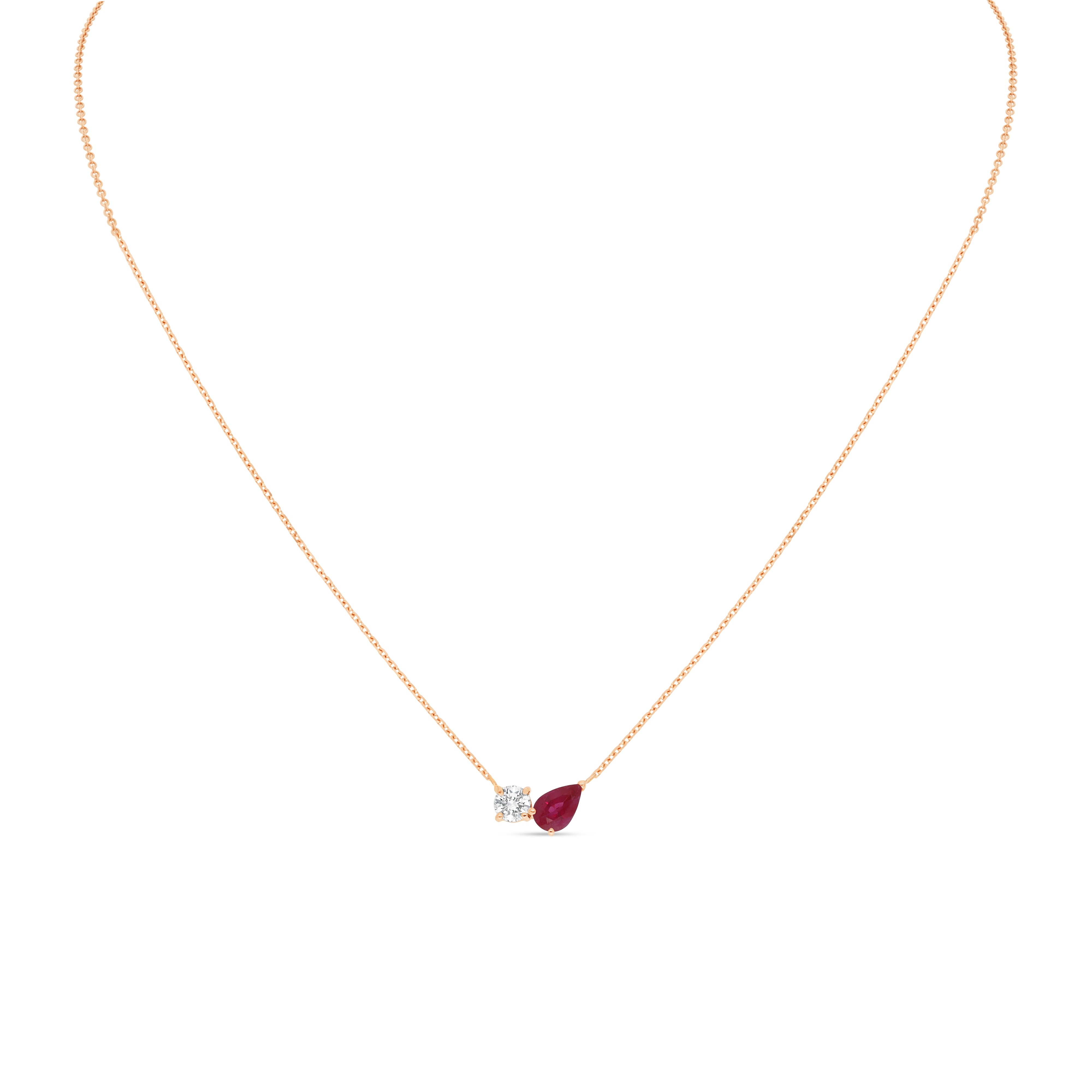 Collier Equilibre Précieux or rose Rubis, Diamant