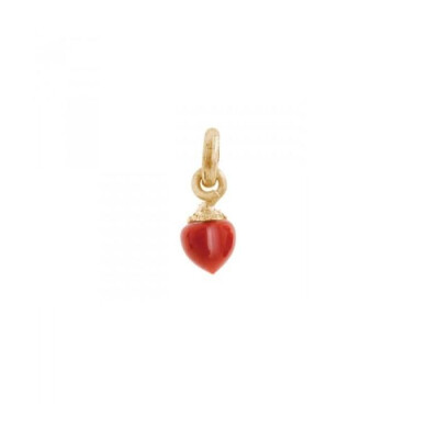 Ole Lynggaard Mini Dew Drops Pendant with Coral in Yellow Gold