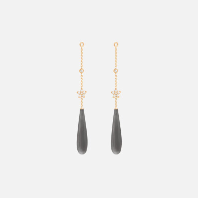 Ole Lynggaard Shooting Stars Earring Pendants in 18K Gold with Grey Moonstone and Diamonds
