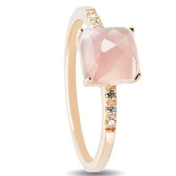 Bague Raynal en or rose, diamants et quartz rose