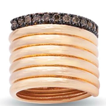 Bague Raynal en or rose et diamants bruns