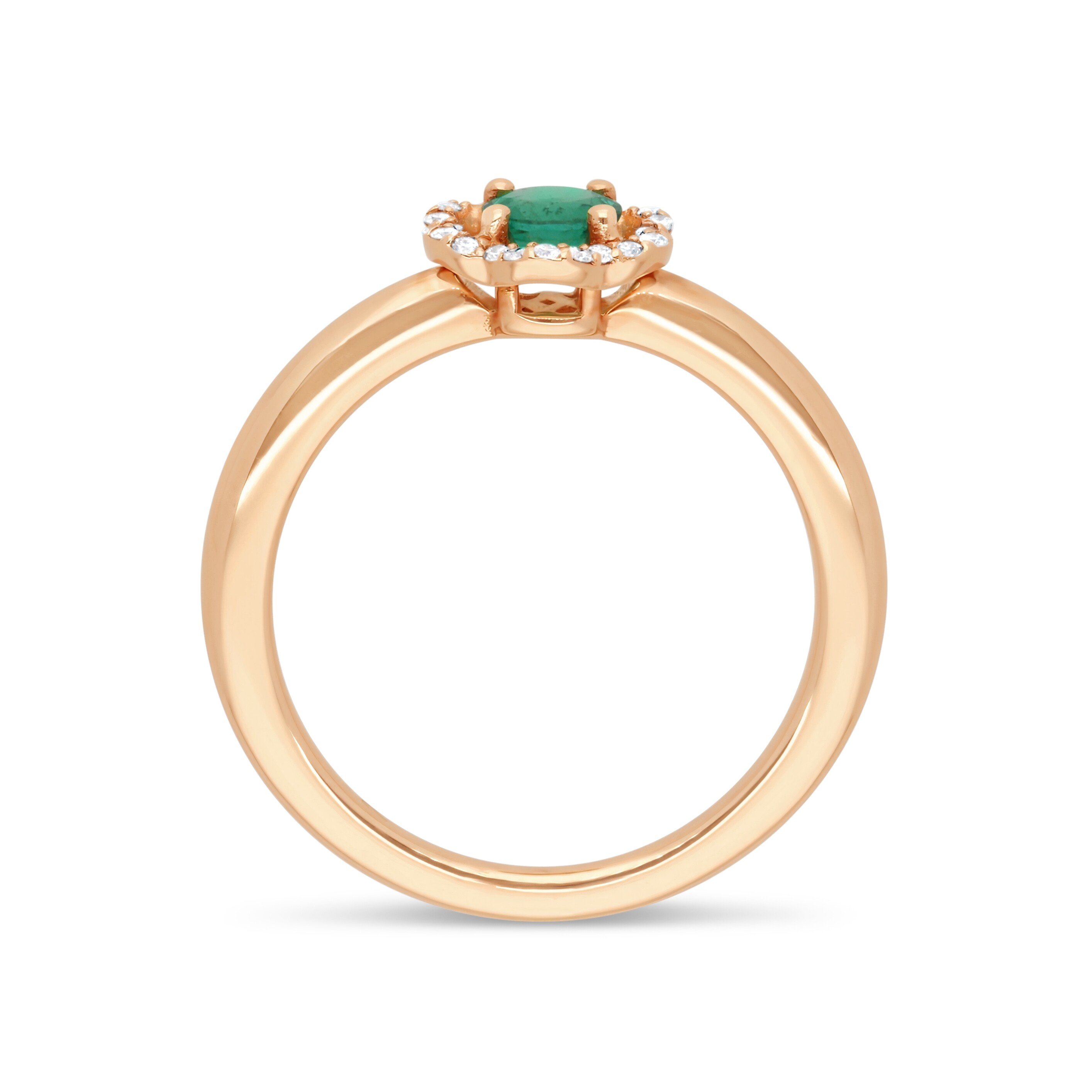 Bague Fleurette or rose Diamant Emeraude