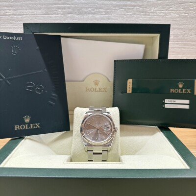 Rolex Datejust 36 – Réf. 116234 – Acier & Or Gris – Cadran Brun – Lunette Cannelée – 2007