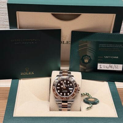 Rolex GMT-Master II « Root Beer » – Réf. 126711CHNR – Acier & Or Rose – Cadran Noir – Lunette Brun & Noir – Full Set