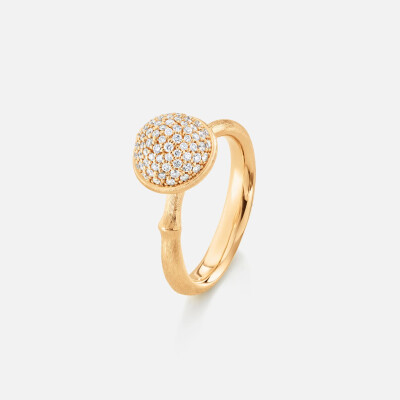 Ole Lynggaard Lotus medium pavement ring in yellow gold and diamonds