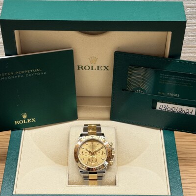 Rolex Cosmograph Daytona – Réf. 116503 – Acier & Or Jaune – Cadran Champagne – Lunette Tachymétrique – Full Set 2021