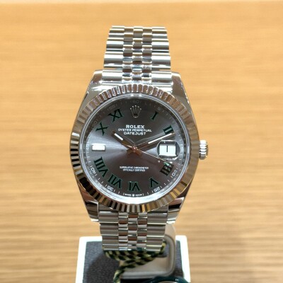 Rolex Datejust 41 – Ref. 126334 – Steel & White Gold – Slate Dial Green Roman Numerals – Fluted Bezel – Full Set 2024