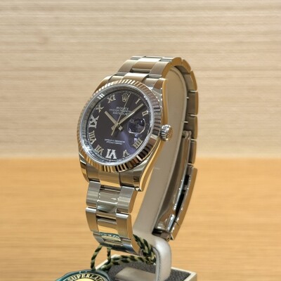 Rolex Datejust 36 – Réf. 126234 – Acier & Or Blanc – Cadran Aubergine – Lunette Cannelée – Full Set 2023