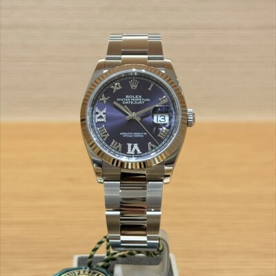 Rolex Datejust 36 – Réf. 126234 – Acier & Or Blanc – Cadran Aubergine – Lunette Cannelée – Full Set 2023