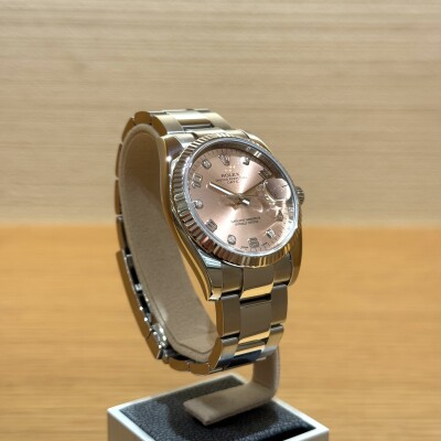 Rolex Datejust 34 – Réf. 115234 – Acier & Or Gris – Cadran Rose – Lunette Cannelée – 2014