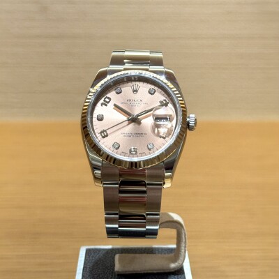 Rolex Datejust 34 – Réf. 115234 – Acier & Or Gris – Cadran Rose – Lunette Cannelée – 2014