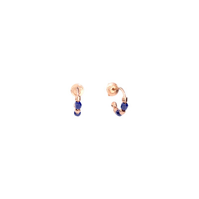 Boucles créoles or rose 9 ct ceramique bleue Dodo