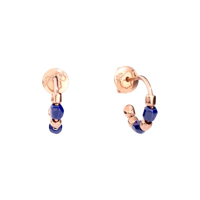 Boucles créoles or rose 9 ct ceramique bleue Dodo