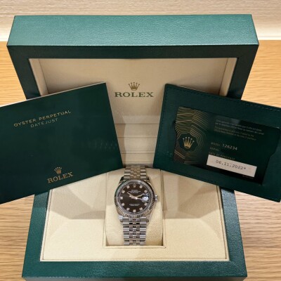 Rolex Datejust 36 – Réf. 126234 – Acier & Or Blanc – Cadran Noir Diamants – Bracelet Jubilee – Full Set 2022