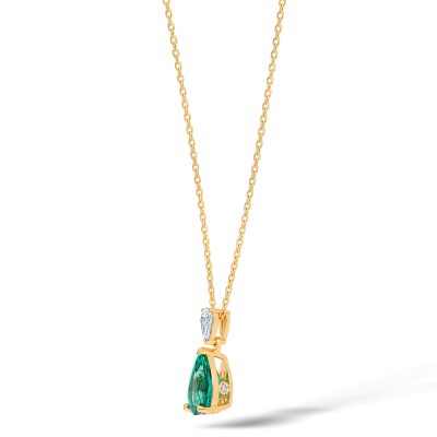Pendentif Absolu en or jaune, émeraude taille poire et diamant taille poire