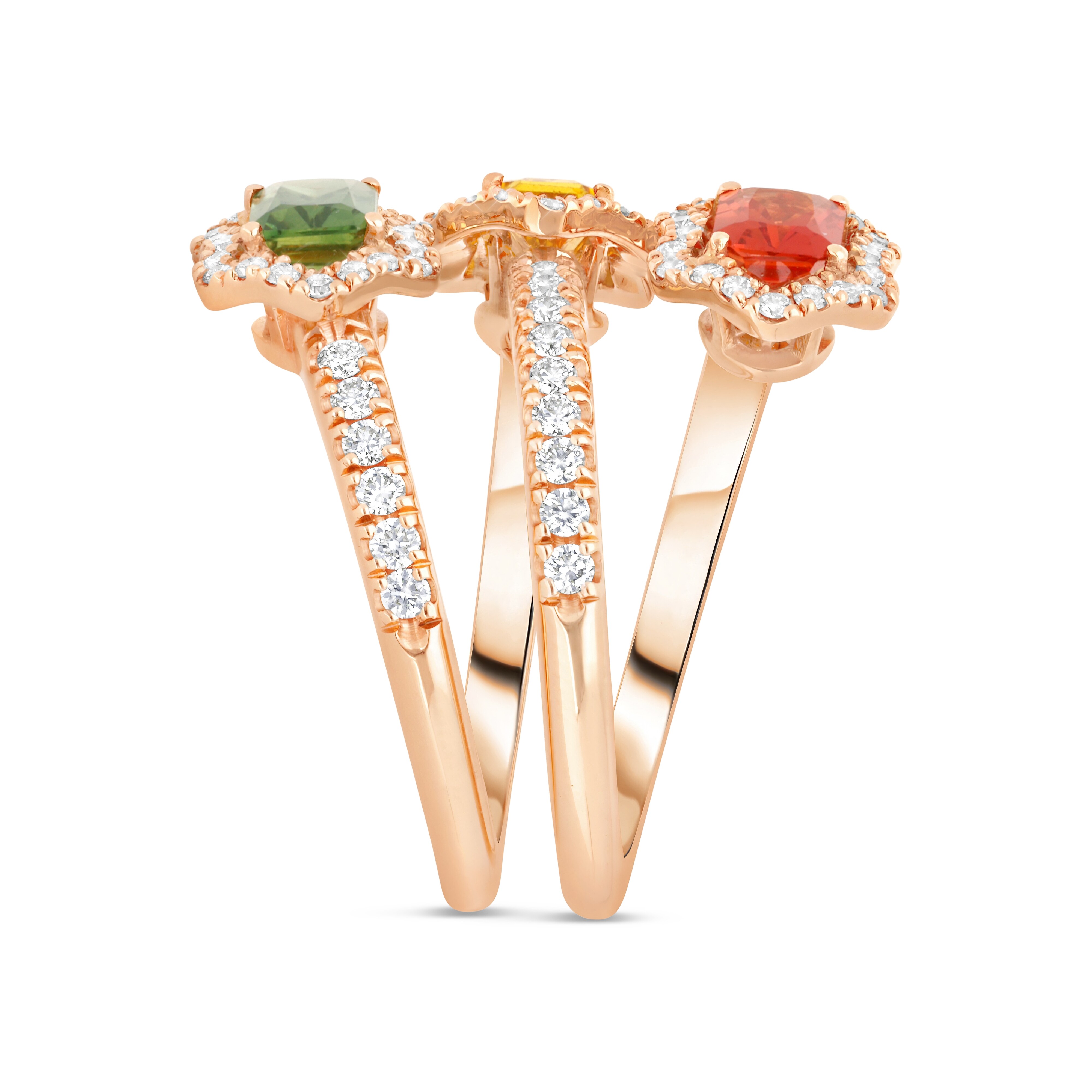 Fleurette Ring – 18K Rose Gold, Multicoloured Sapphires and Diamonds