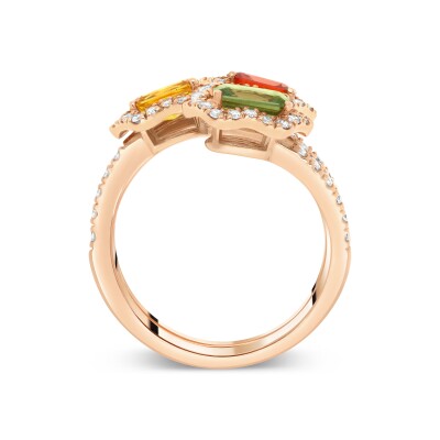 Fleurette Ring – 18K Rose Gold, Multicoloured Sapphires and Diamonds
