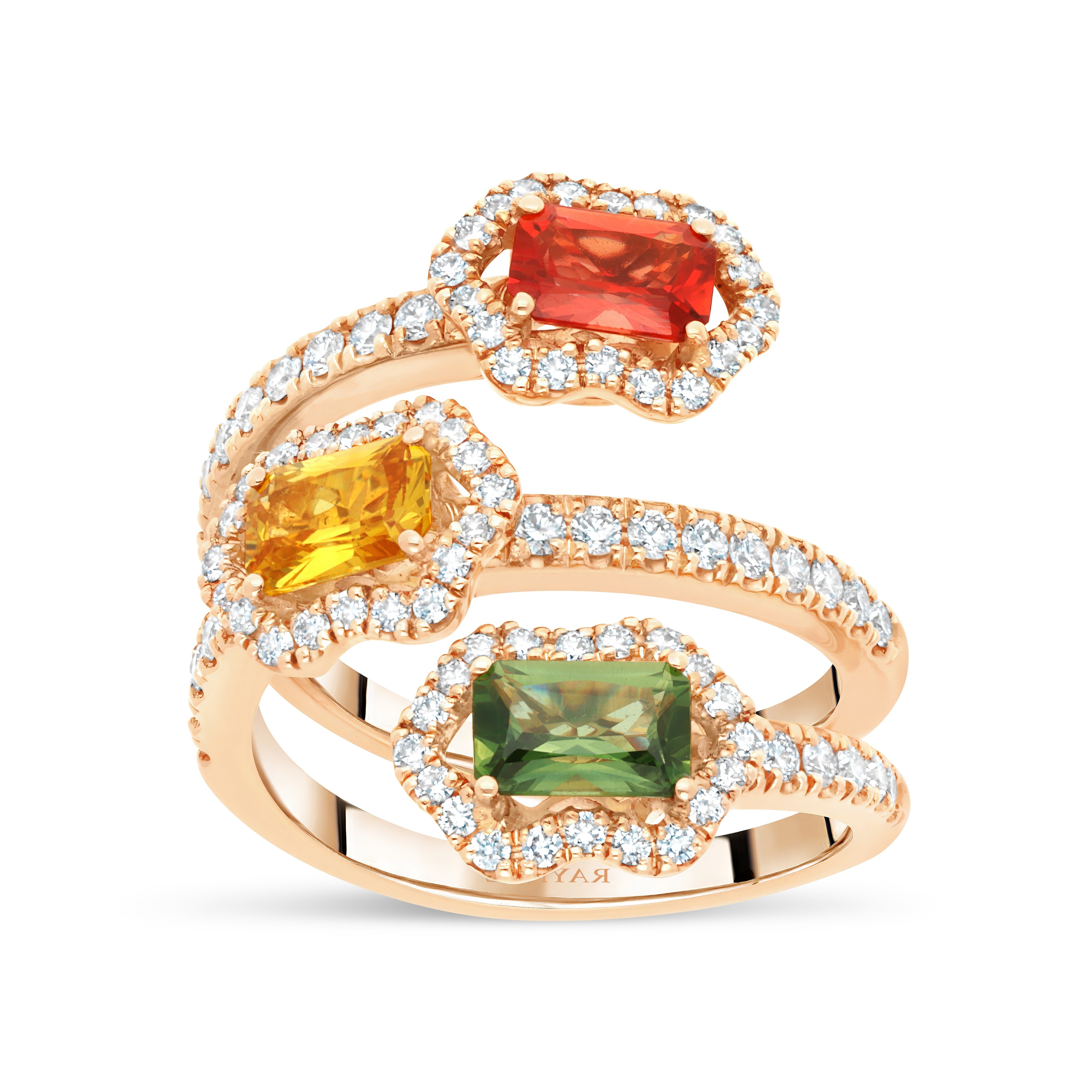 Fleurette Ring – 18K Rose Gold, Multicoloured Sapphires and Diamonds