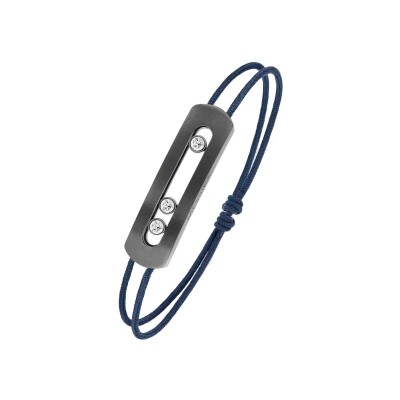 Bracelet cordon Messika Move Titanium en titane graphite et diamants