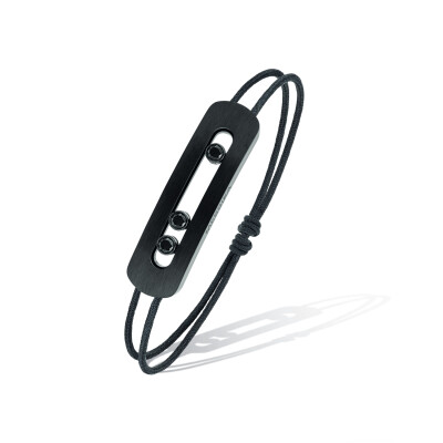 Bracelet cordon Messika Move Titanium XL en titane noir et diamants