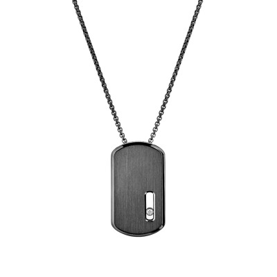 Collier Messika Move Titanium GM en titane graphite et diamant