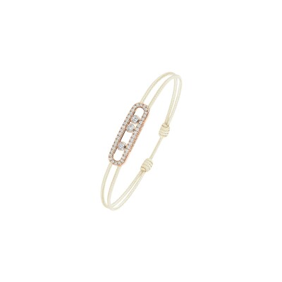 Bracelet cordon Messika Care(s) crème pavé en or rose et diamants