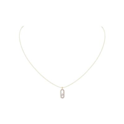 Collier cordon Messika Care(s) crème pavé en or rose et diamants