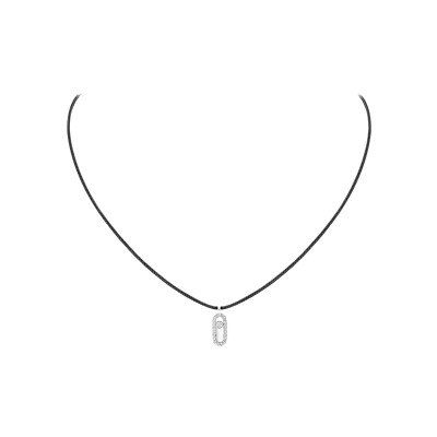 Collier cordon Messika Care(s) noir pavé en or blanc et diamants