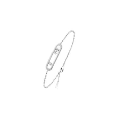 Bracelet Messika Move Classique ciselé en or blanc et diamants