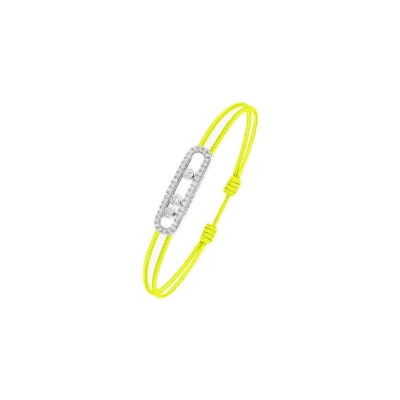 Bracelet cordon Messika Care(s) jaune pavé en or blanc et diamants