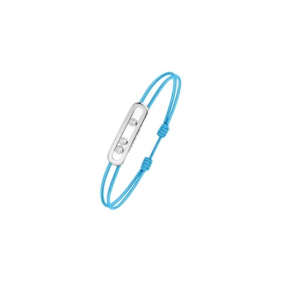 Bracelet cordon Messika Care(s) bleu en or blanc et diamants