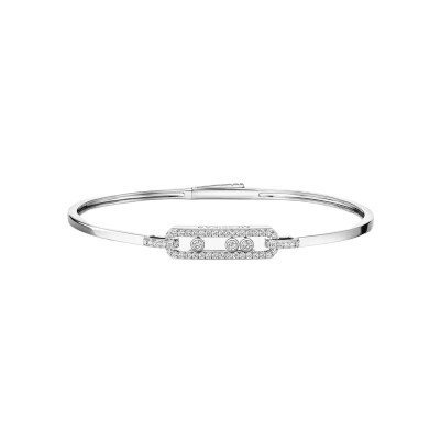 Bracelet jonc Messika Move Classique en or blanc et diamant, petit modèle